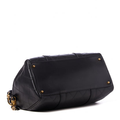Chanel Calfskin Diamond Stitched Duffel Bag Black 3 of 11