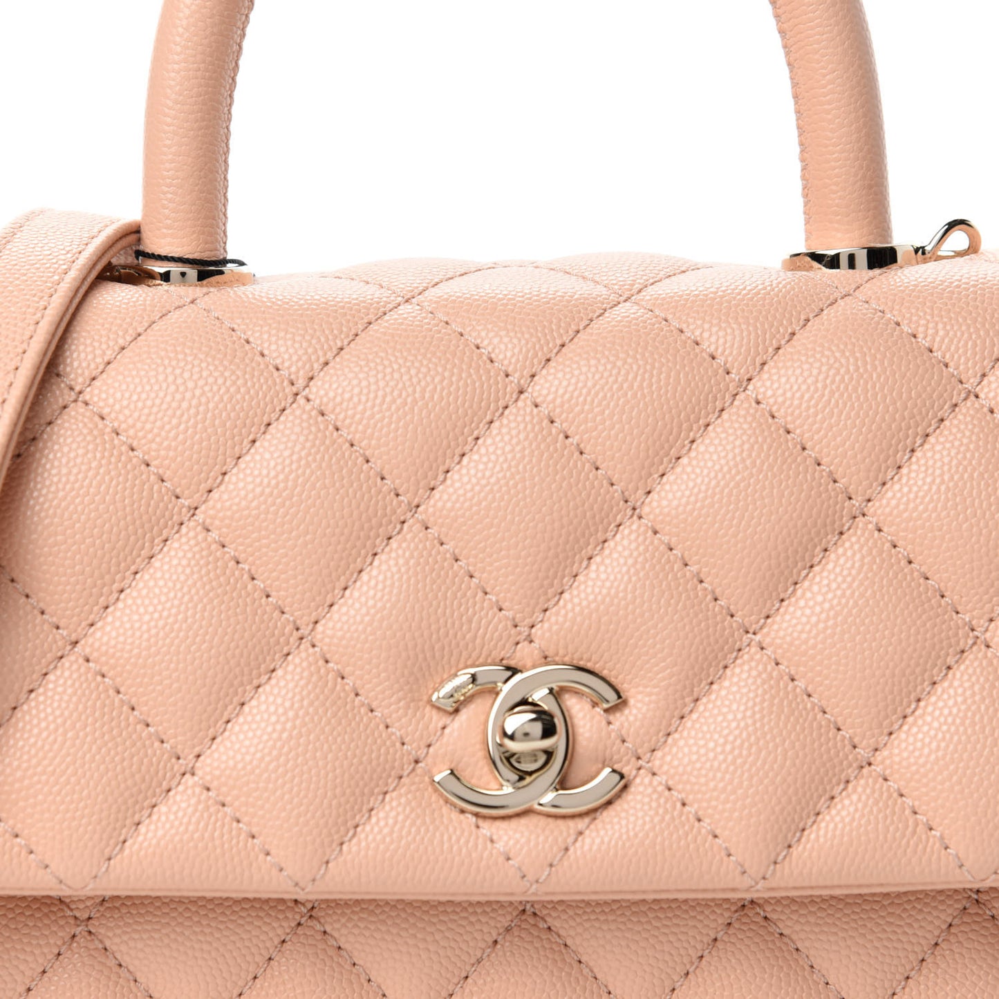 Caviar Quilted Small Coco Handle Flap Light Pink