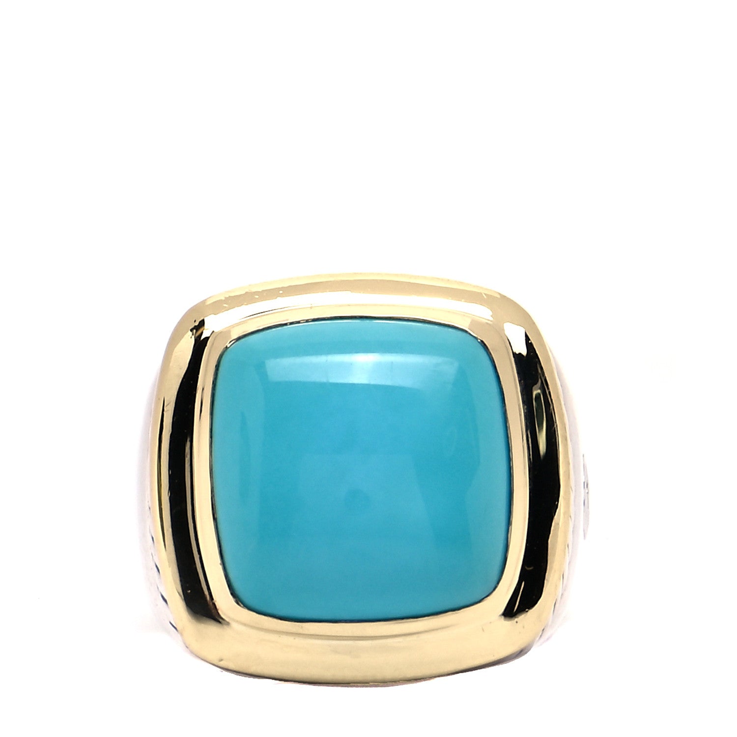 David Yurman Sterling Silver 18K Yellow Gold Turquoise 15mm Albion Statement Ring 52 6 1 of 5