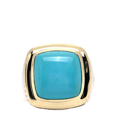 David Yurman Sterling Silver 18K Yellow Gold Turquoise 15mm Albion Statement Ring 52 6 1 of 5