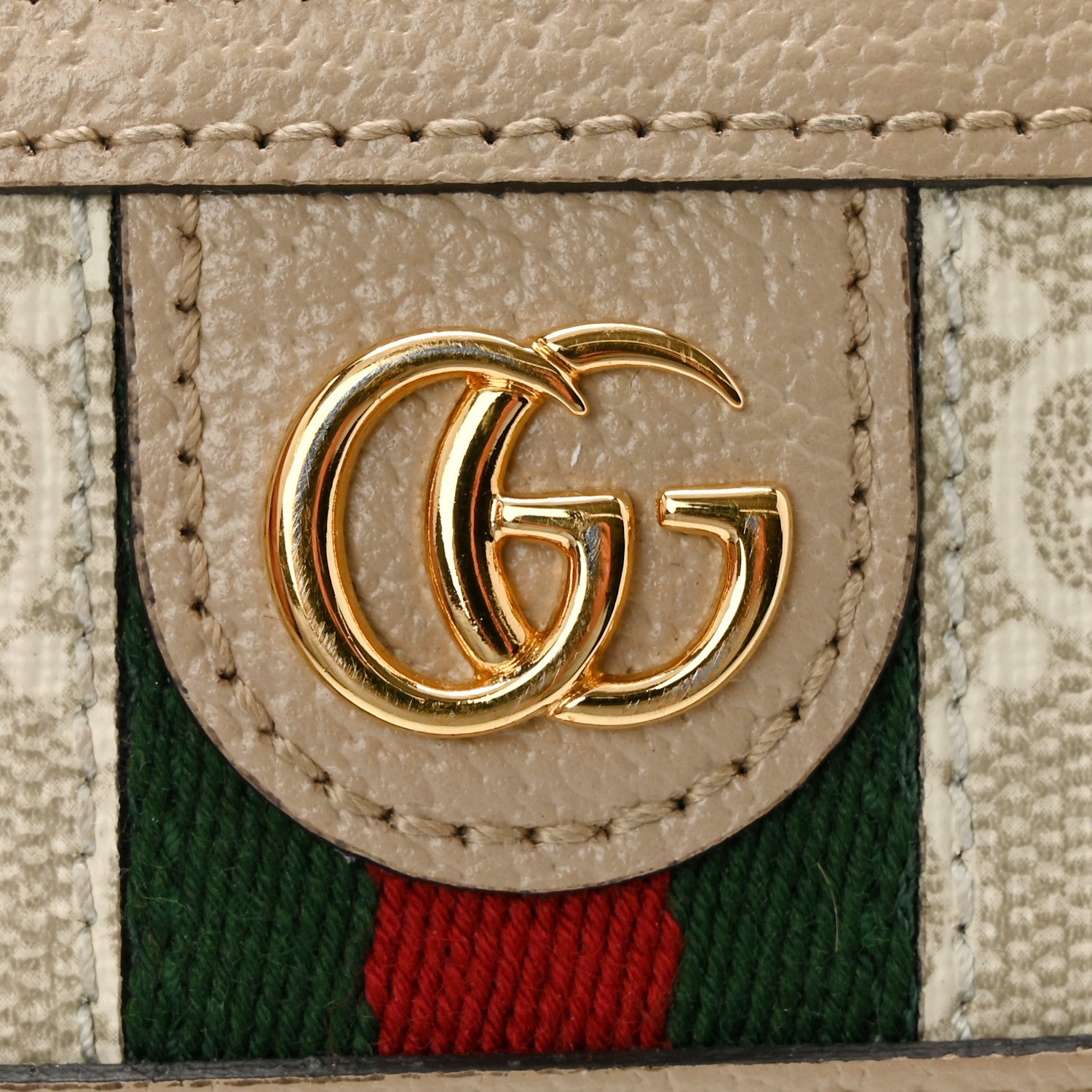 Gucci GG Supreme Monogram Textured Dollar Calfskin Web Ophidia Card Holder Beige Mystic White Oatmeal 8 of 8