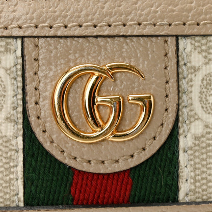 Gucci GG Supreme Monogram Textured Dollar Calfskin Web Ophidia Card Holder Beige Mystic White Oatmeal 8 of 8