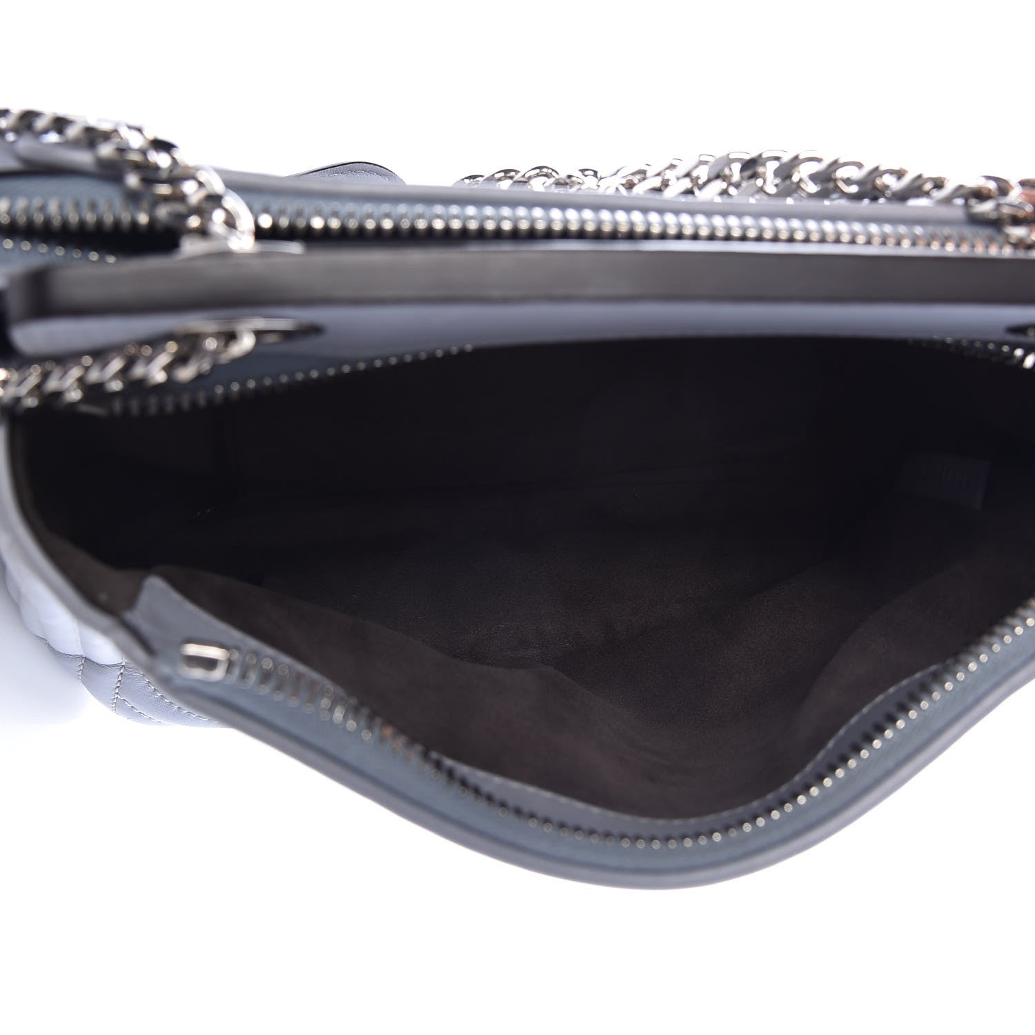 Fendi Shiny Nappa Trapuntata Small DotCom Click Chain Satchel Ardesia 5 of 9