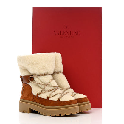 Valentino Garavani Suede Shearling Vlogo Trekkgirl 25/40mm Boots 39.5 Selleria 10 of 10