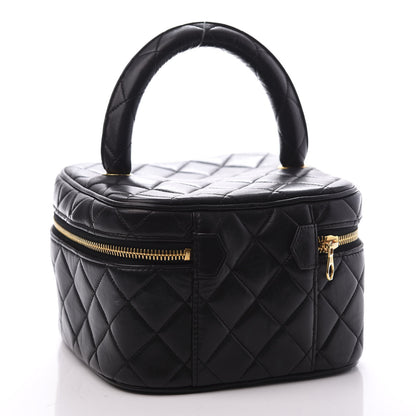 Chanel Lambskin Quilted Vanity Cosmetic Case Black 2 of 10