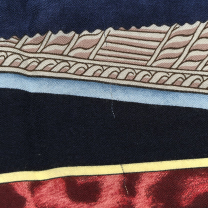 Hermes Cashmere Silk Selle d'Officier En Grande Tenue Shawl 140 Marine Petrole Ciel 6 of 6