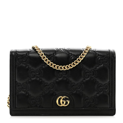 Gucci Calfskin GG Matelasse Chain Wallet Black 1 of 9