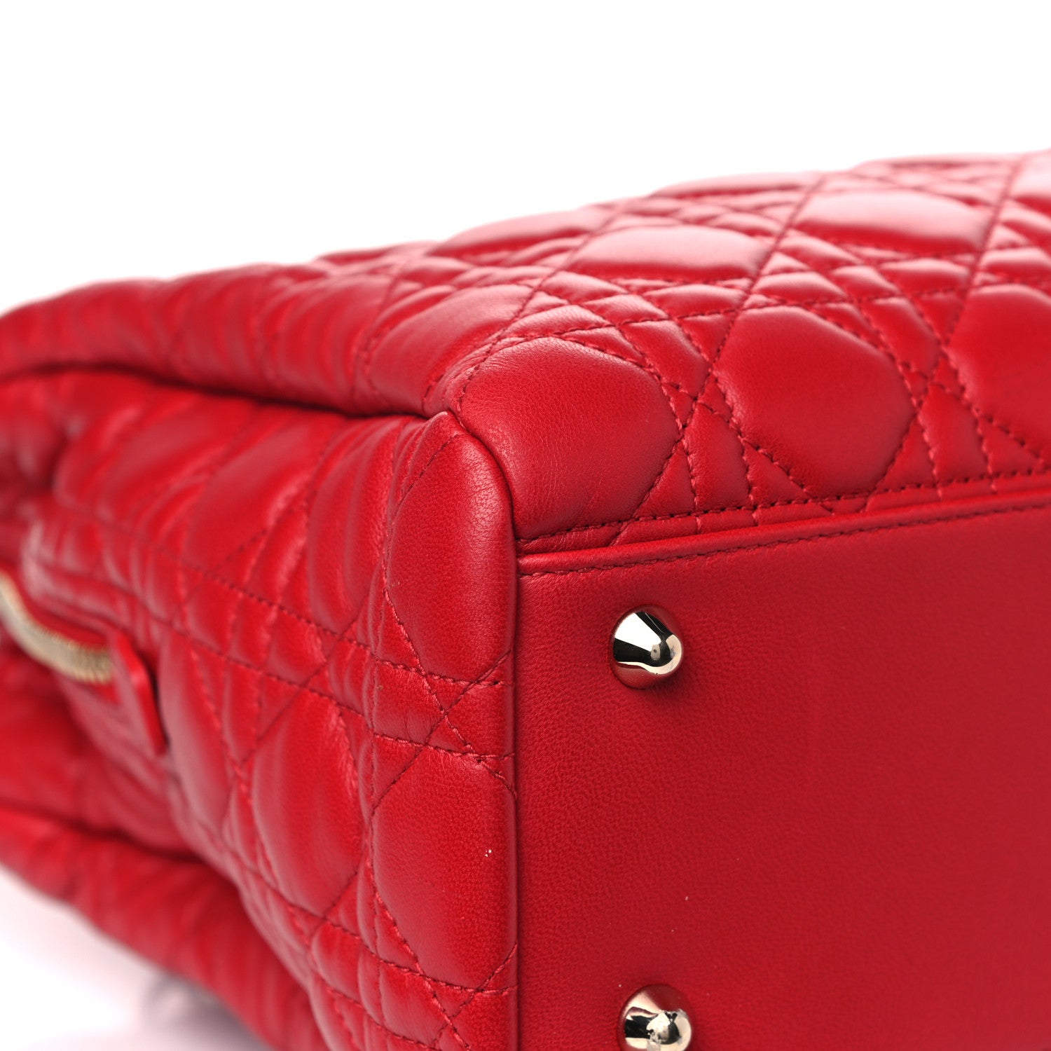 Christian Dior Lambskin Cannage Large Dior Soft Shopping Tote Red 7 of 14