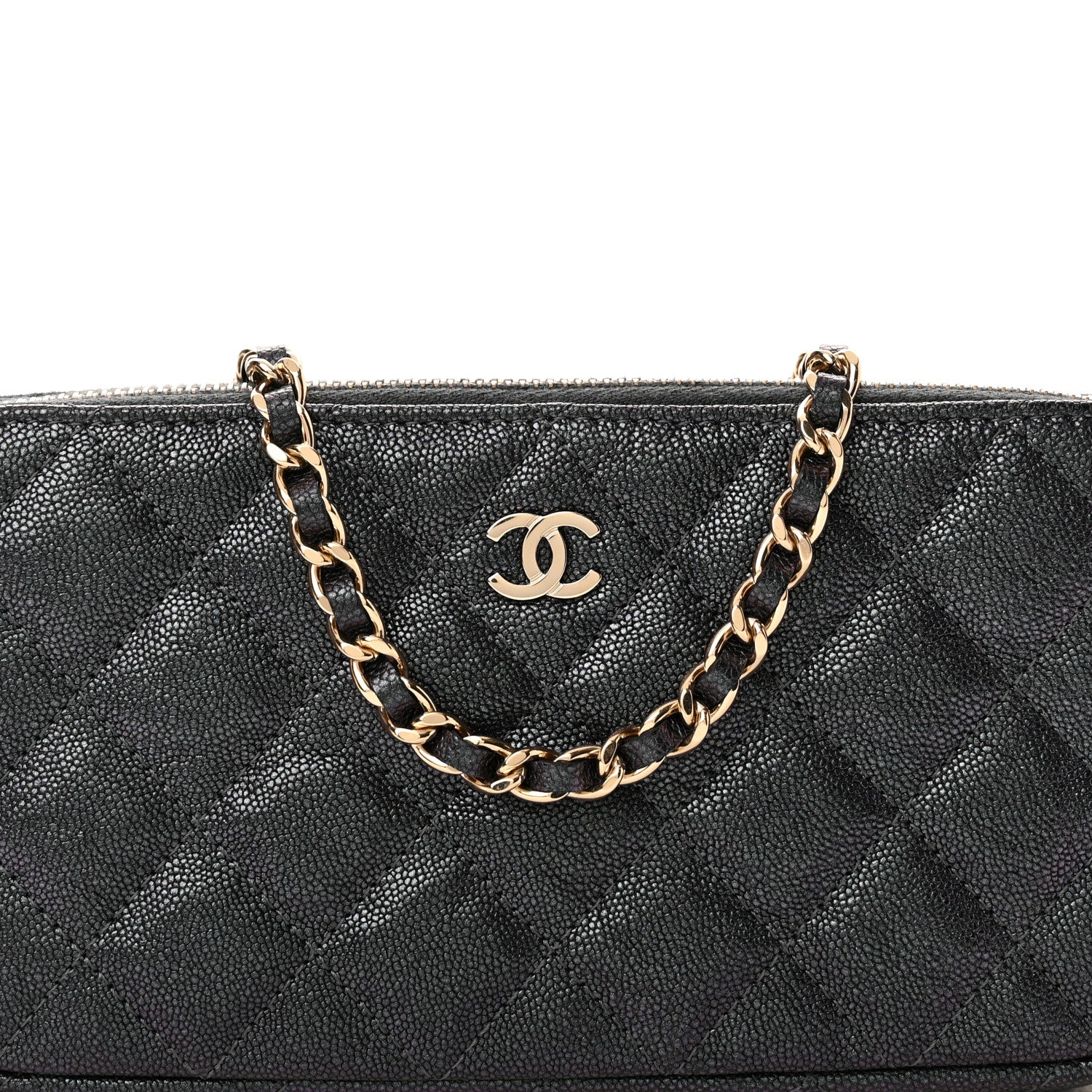 Chanel Iridescent Caviar Quilted Small Clutch With Chain Black 10 of 12