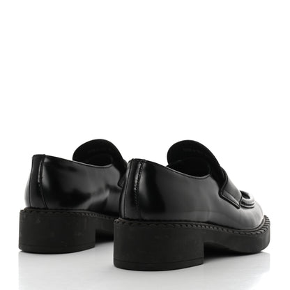 Prada Spazzolato Metal Triangle Logo 50mm Loafers 36.5 Black 4 of 8
