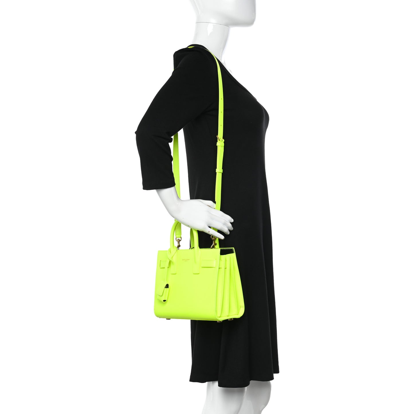 Grained Calfskin Nano Sac De Jour Fluo Safety Yellow