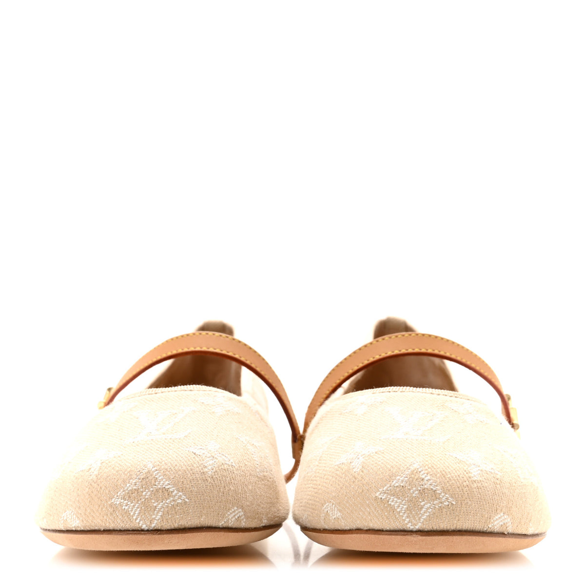 Denim Monogram Romy Flat Ballerinas 40 Greige