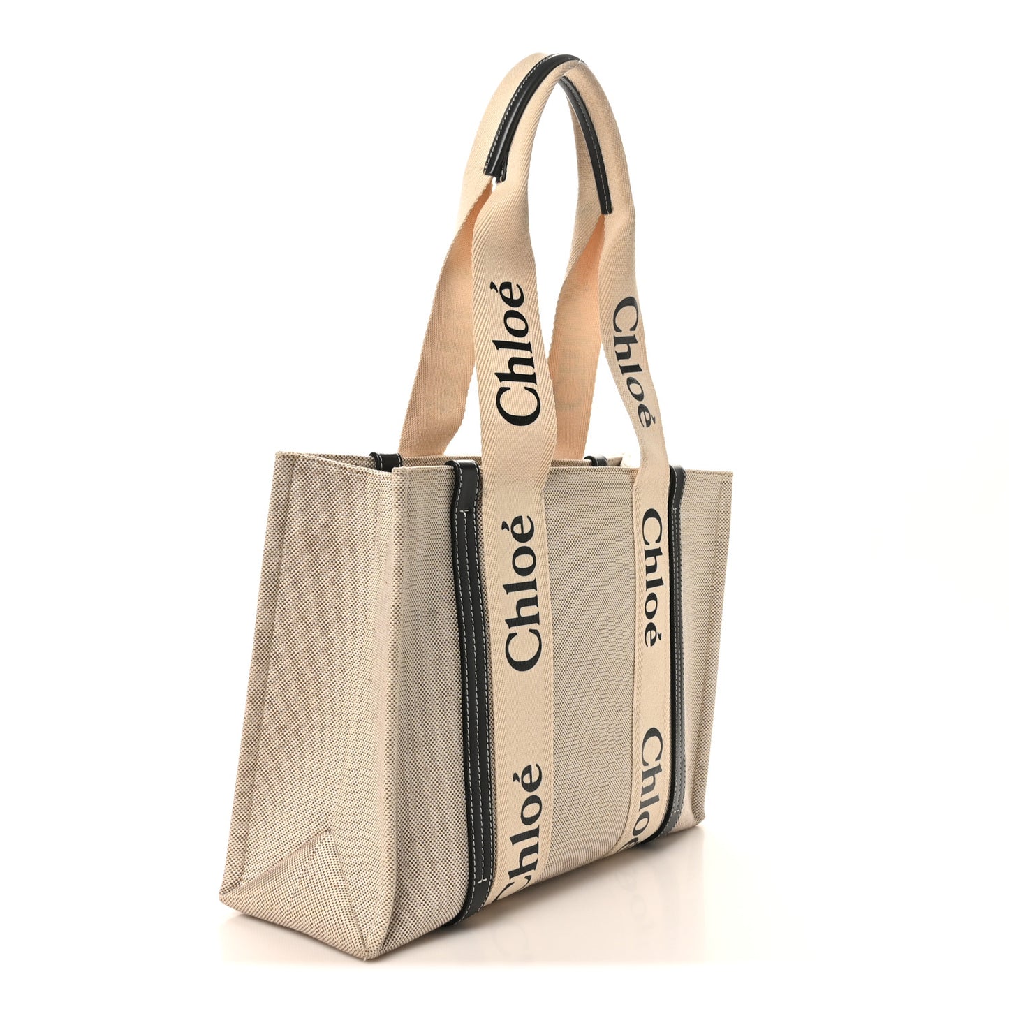 Cotton Calfskin Medium Woody Ribbon Tote White Blue