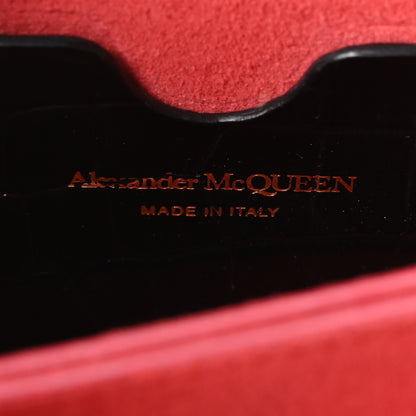Alexander McQueen Crocodile Embossed Calfskin Knuckle Jeweled Crossbody Black 7 of 10