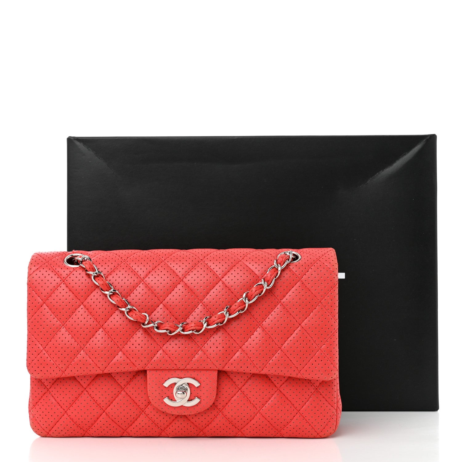 Chanel Lambskin Perforated Medium Double Flap Red 13 of 13