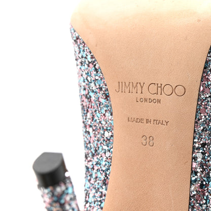 Jimmy Choo Coarse Glitter Romy 100 Pumps 38 Bubblegum 7 of 9