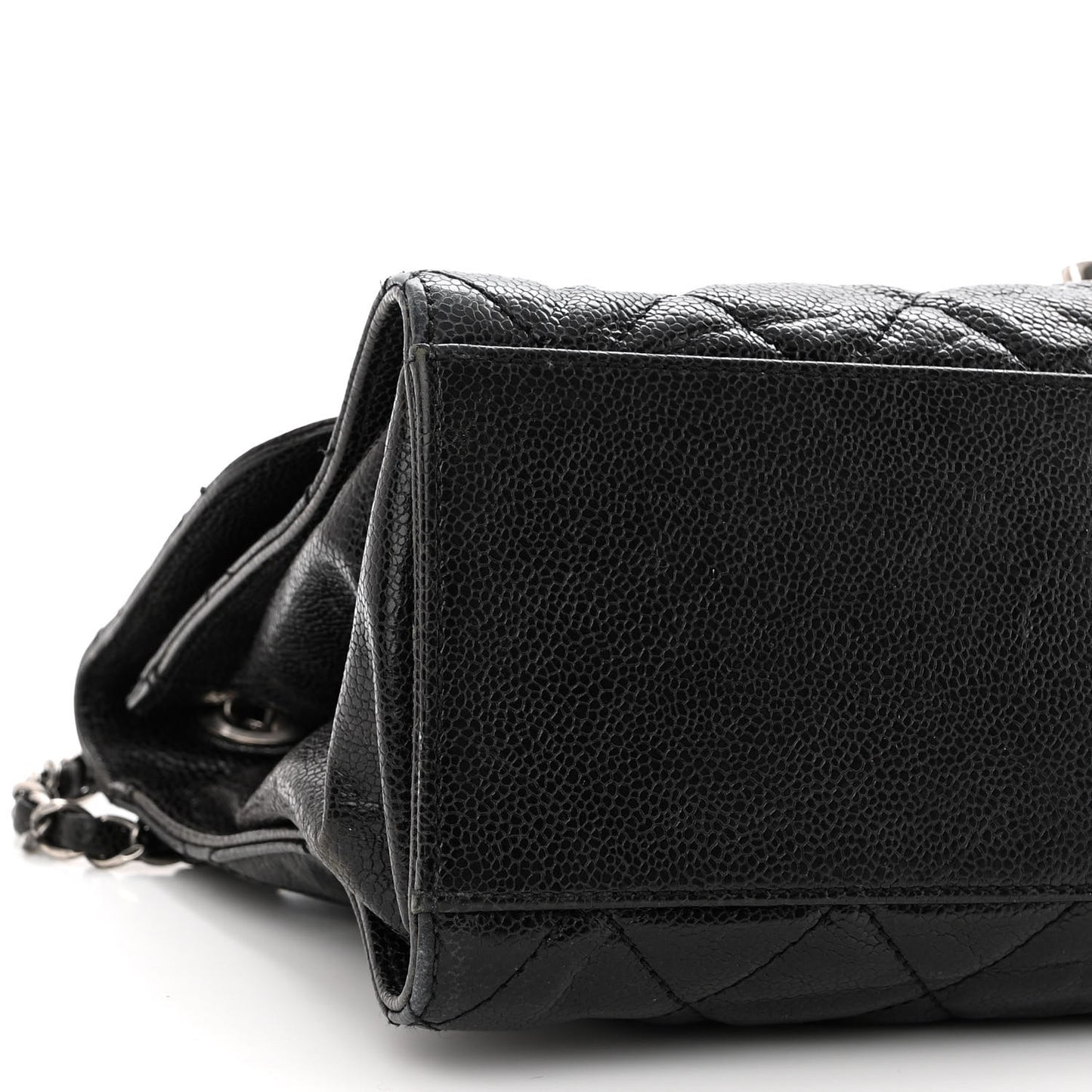 Crumpled Grained Calfskin Jumbo CC Crave Flap Black