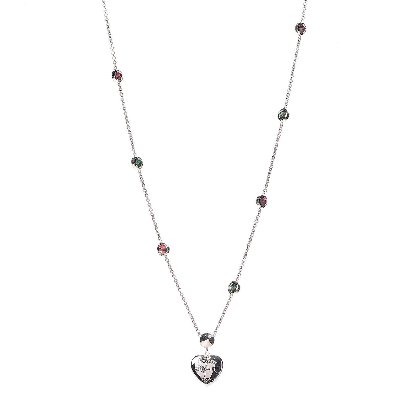 Sterling Silver Crystal Blind For Love Pendant Necklace