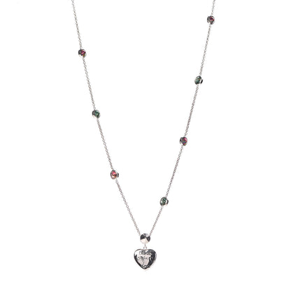 Gucci Sterling Silver Crystal Blind For Love Pendant Necklace 1 of 6