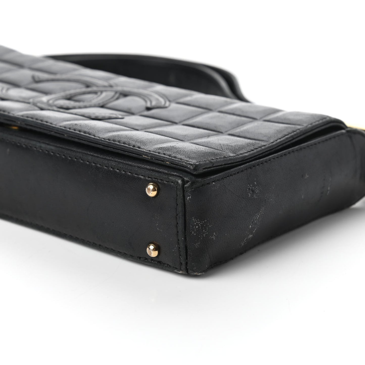 Lambskin Quilted CC Chocolate Bar Flap Black