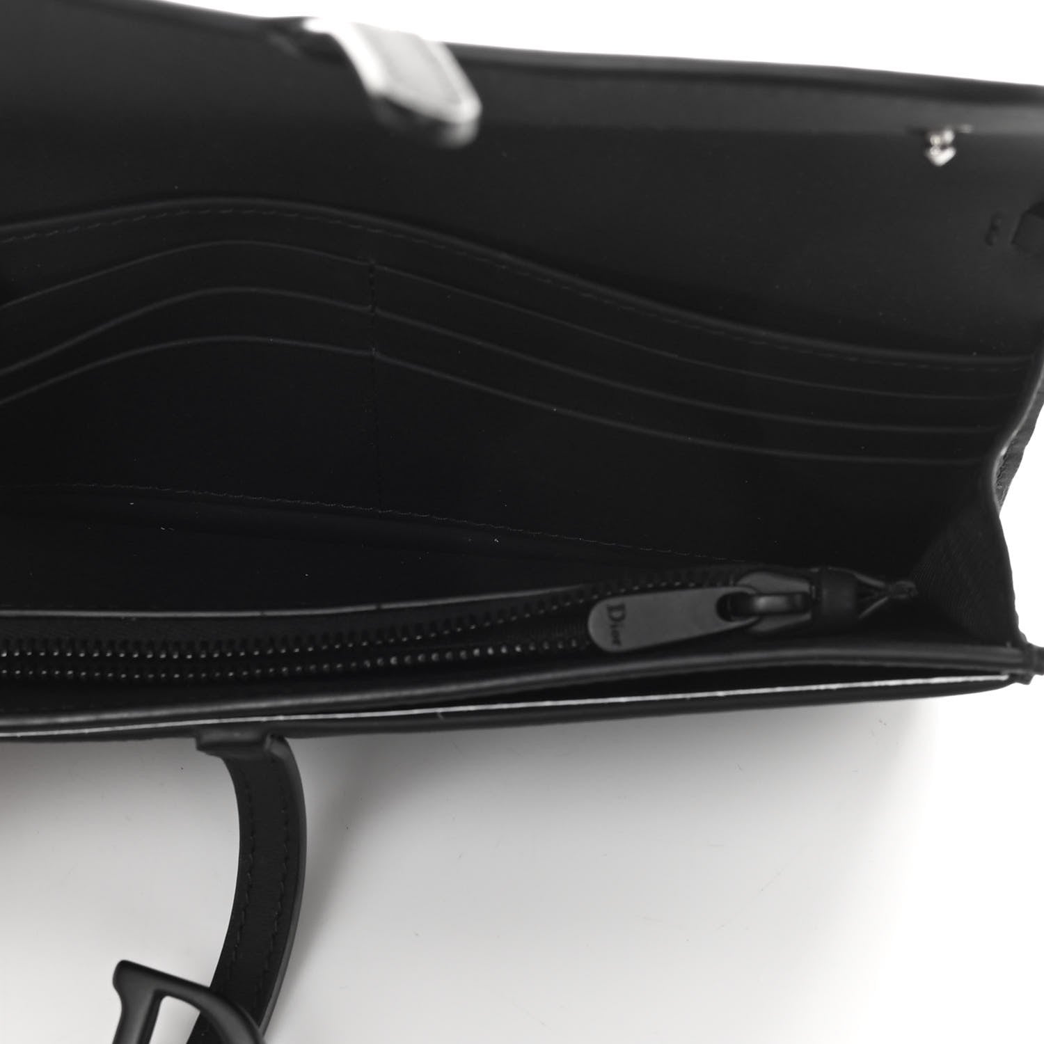 Christian Dior Ultra Matte Calfskin Saddle Chain Wallet Pouch Black 6 of 14