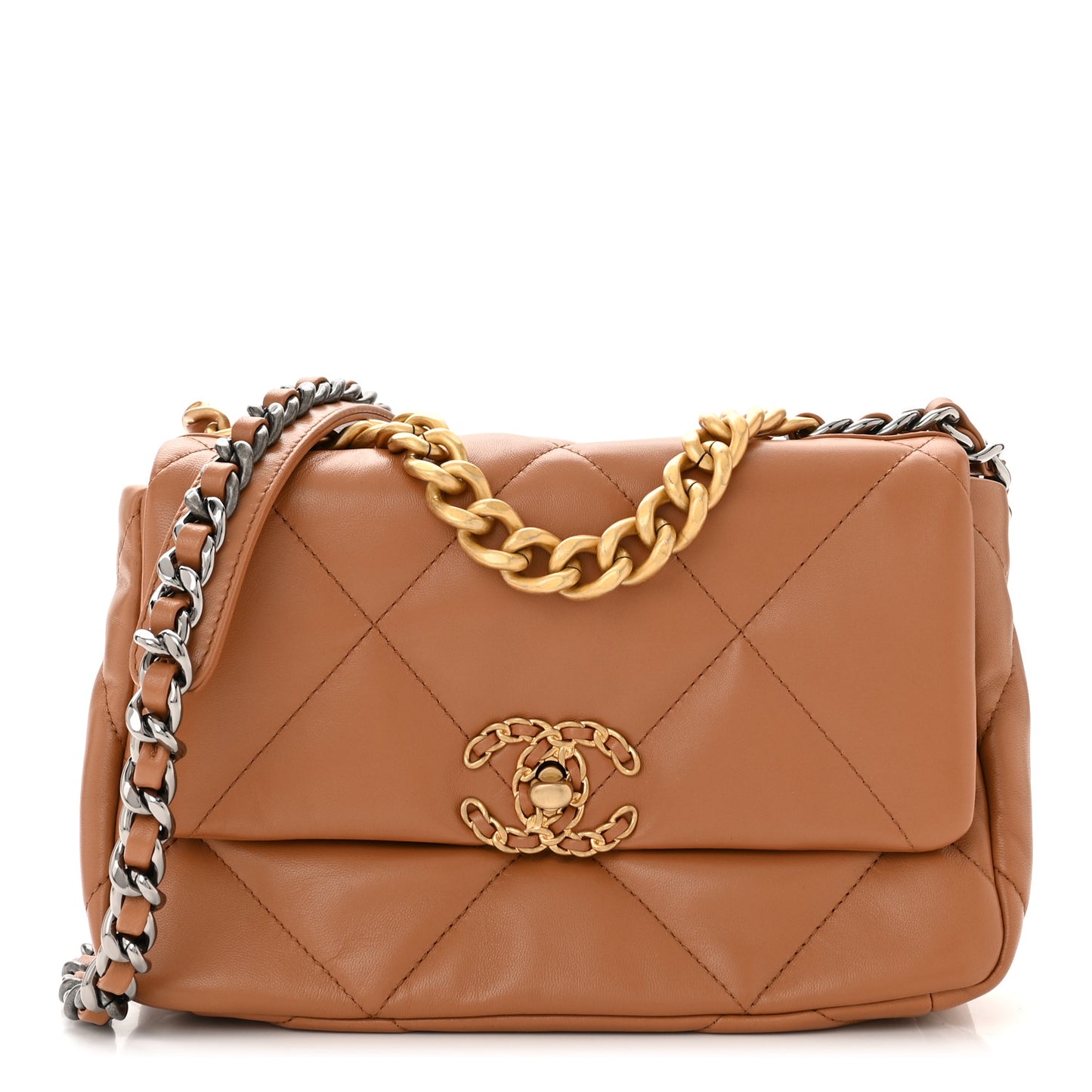 Lambskin Quilted Medium Chanel 19 Flap Brown