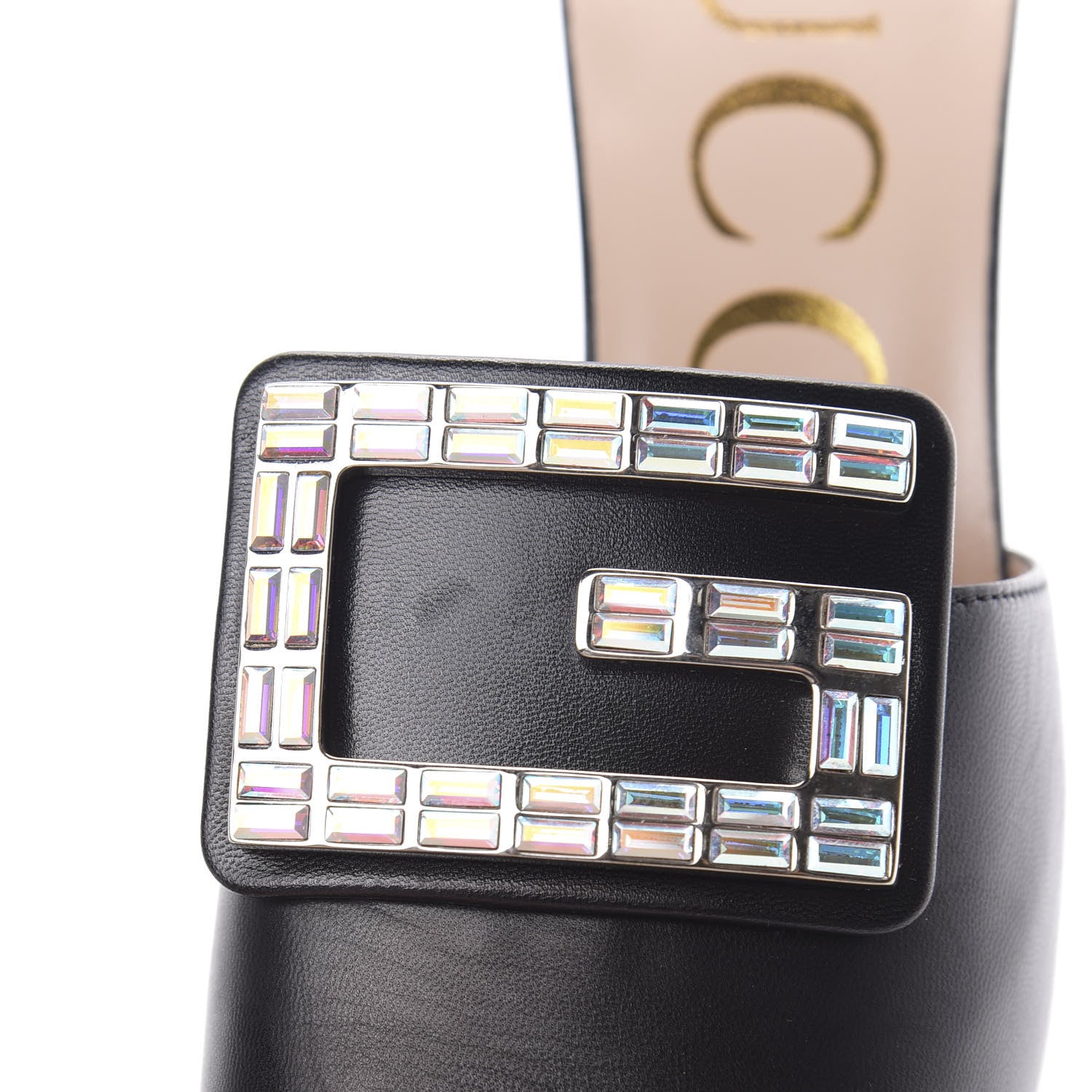 Gucci Malaga Kid Crystal Square G Madelyn Mules 36.5 Black 9 of 10