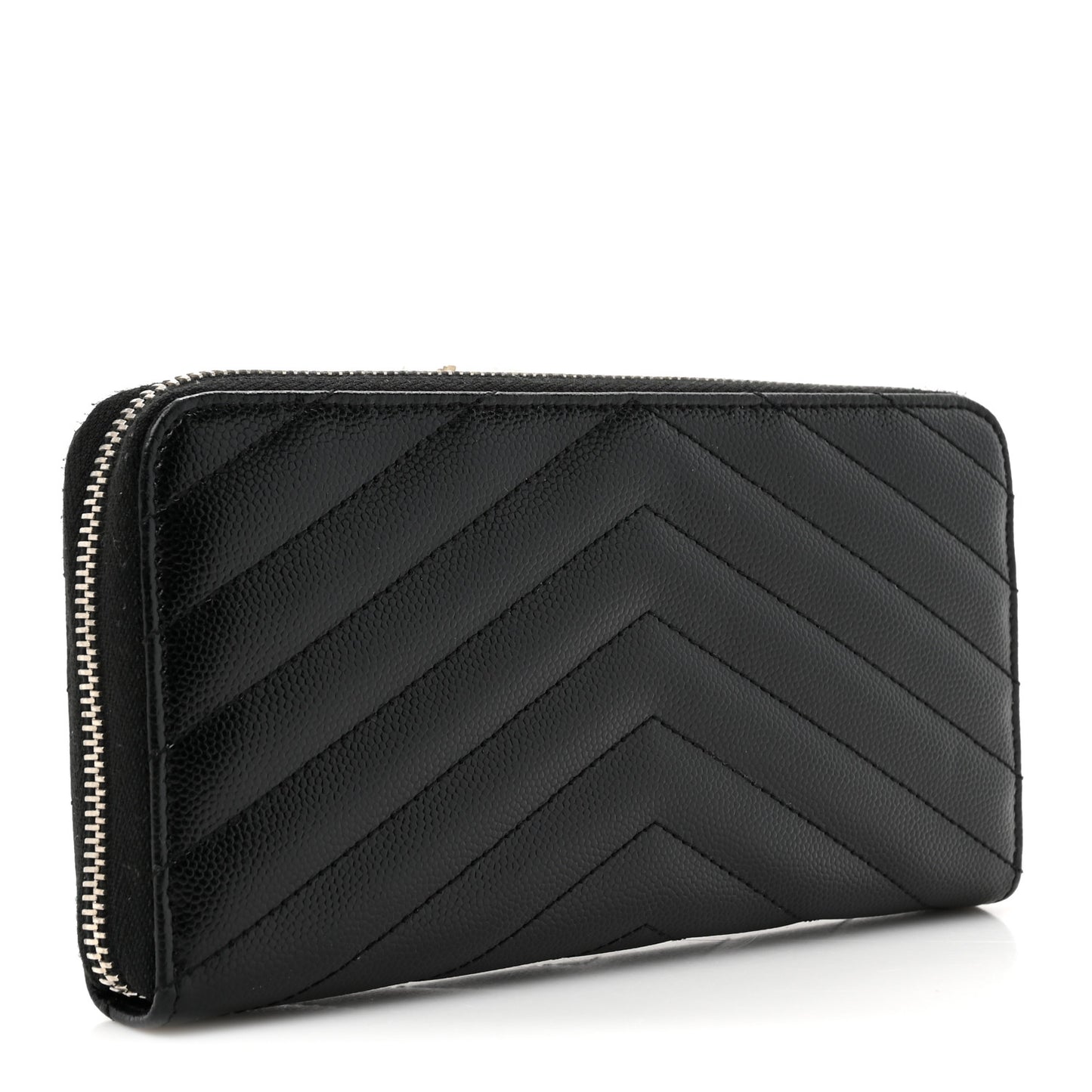 Grain De Poudre Matelasse Chevron Monogram Zip Around Wallet Black