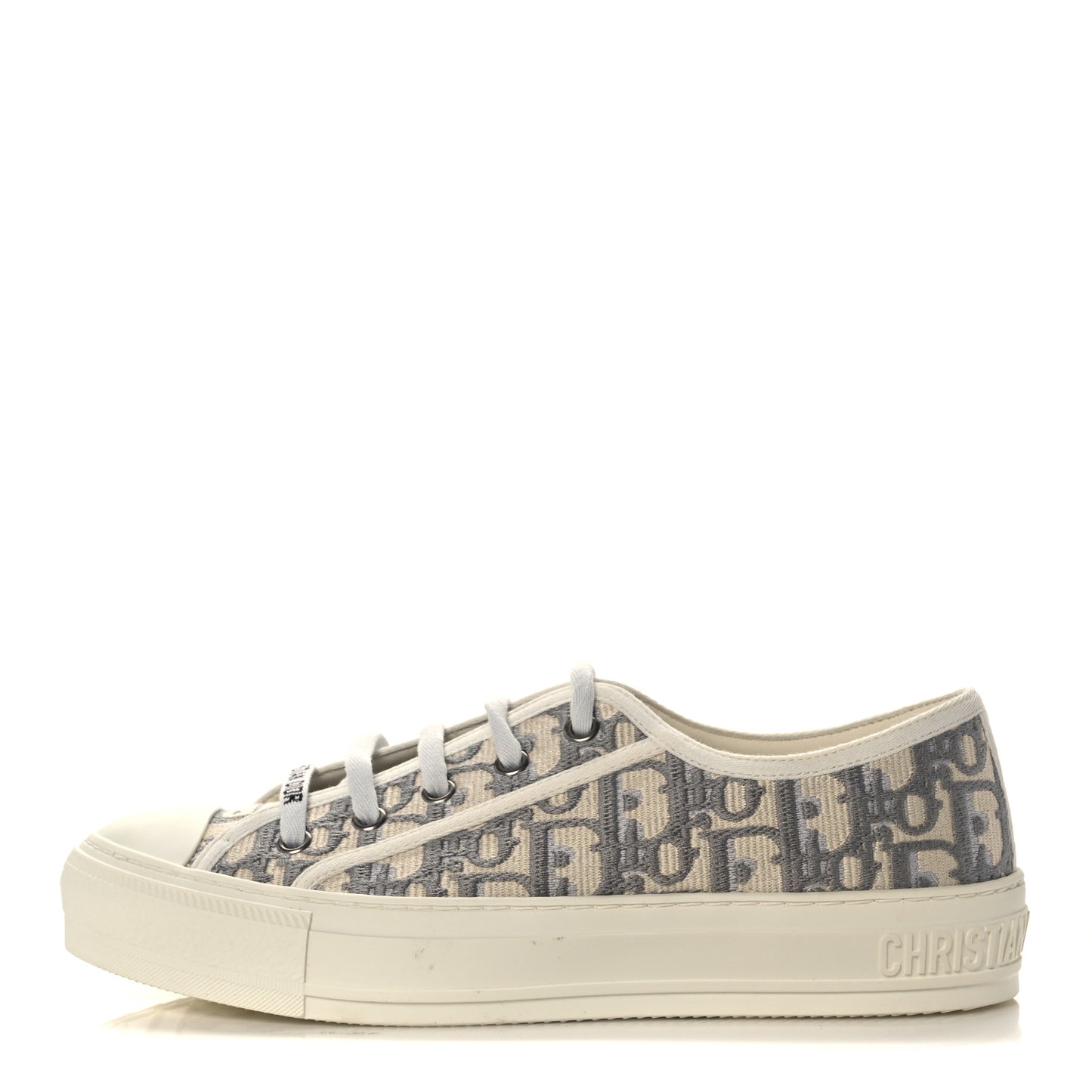 Canvas Oblique Walk'N'Dior Low Top Sneakers 37 Grey Stone