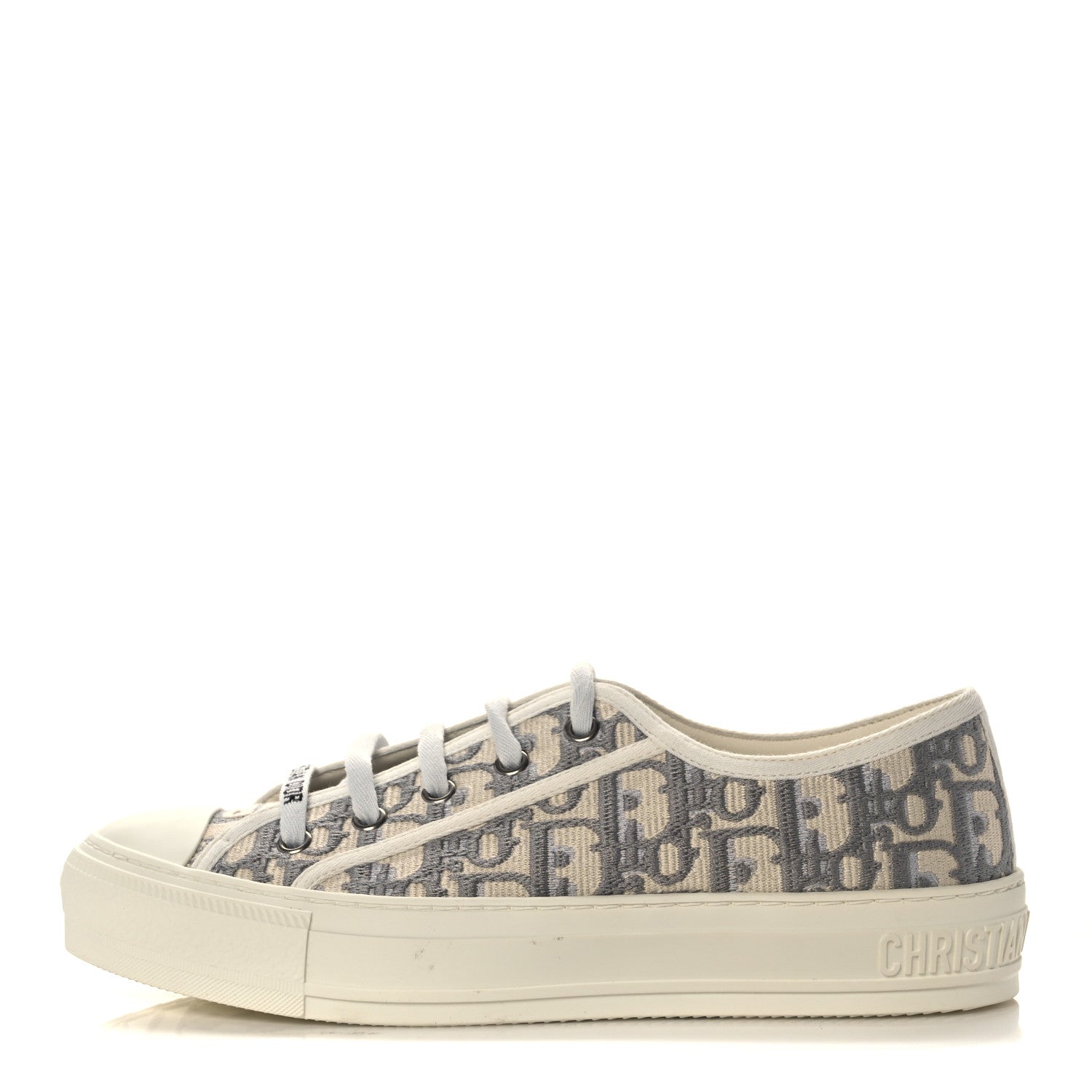 Christian Dior Canvas Oblique Walk'N'Dior Low Top Sneakers 37 Grey Stone 1 of 7