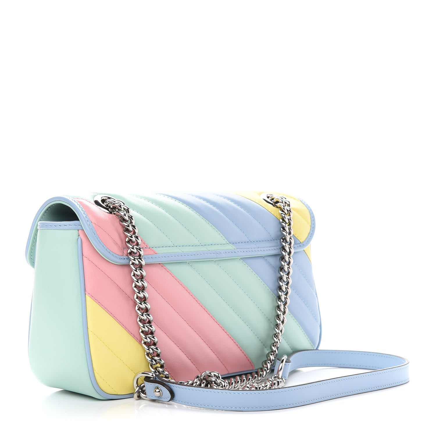 Gucci Calfskin Matelasse Diagonal Small GG Marmont Shoulder Bag Multicolor Pastel 3 of 11