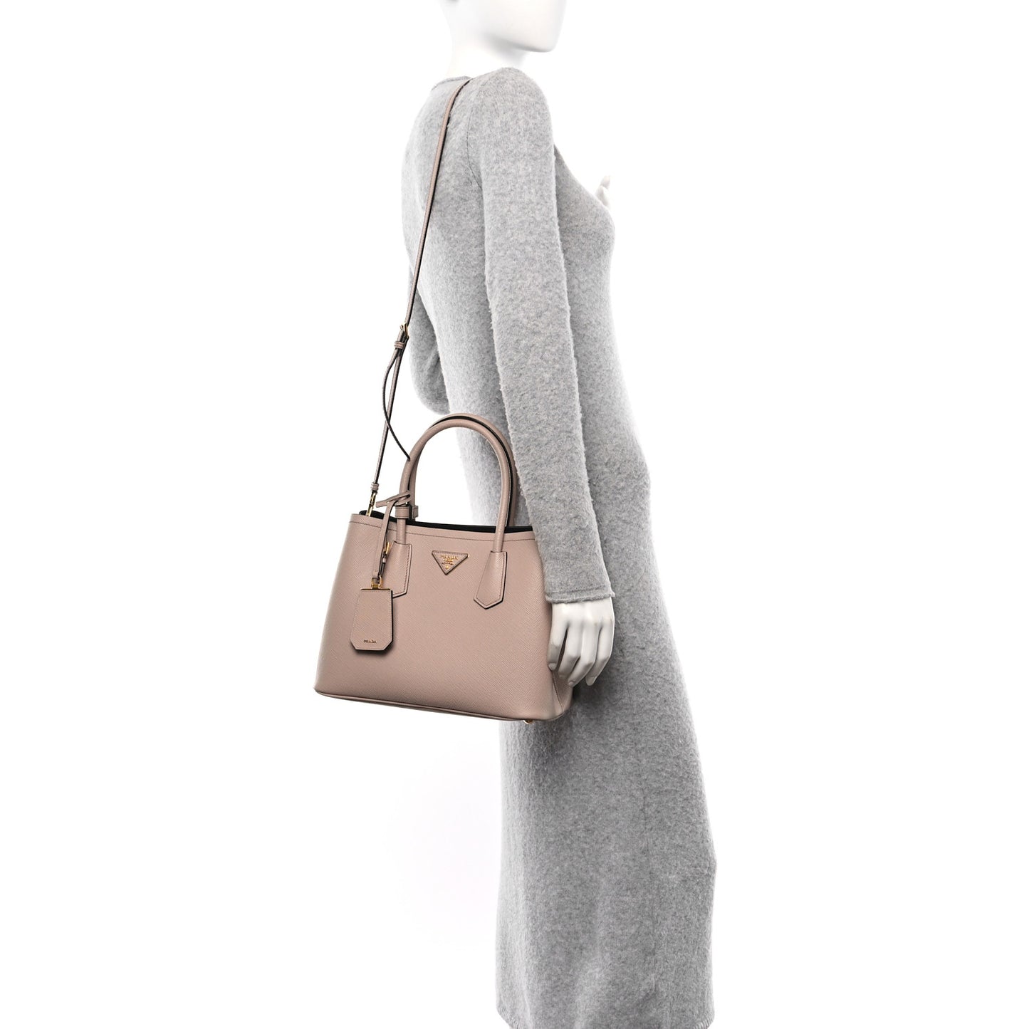 Saffiano Cuir Small Double Bag Cammeo Black