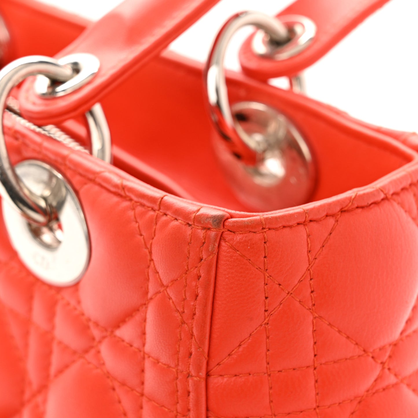 Lambskin Cannage Medium Lady Dior Coral