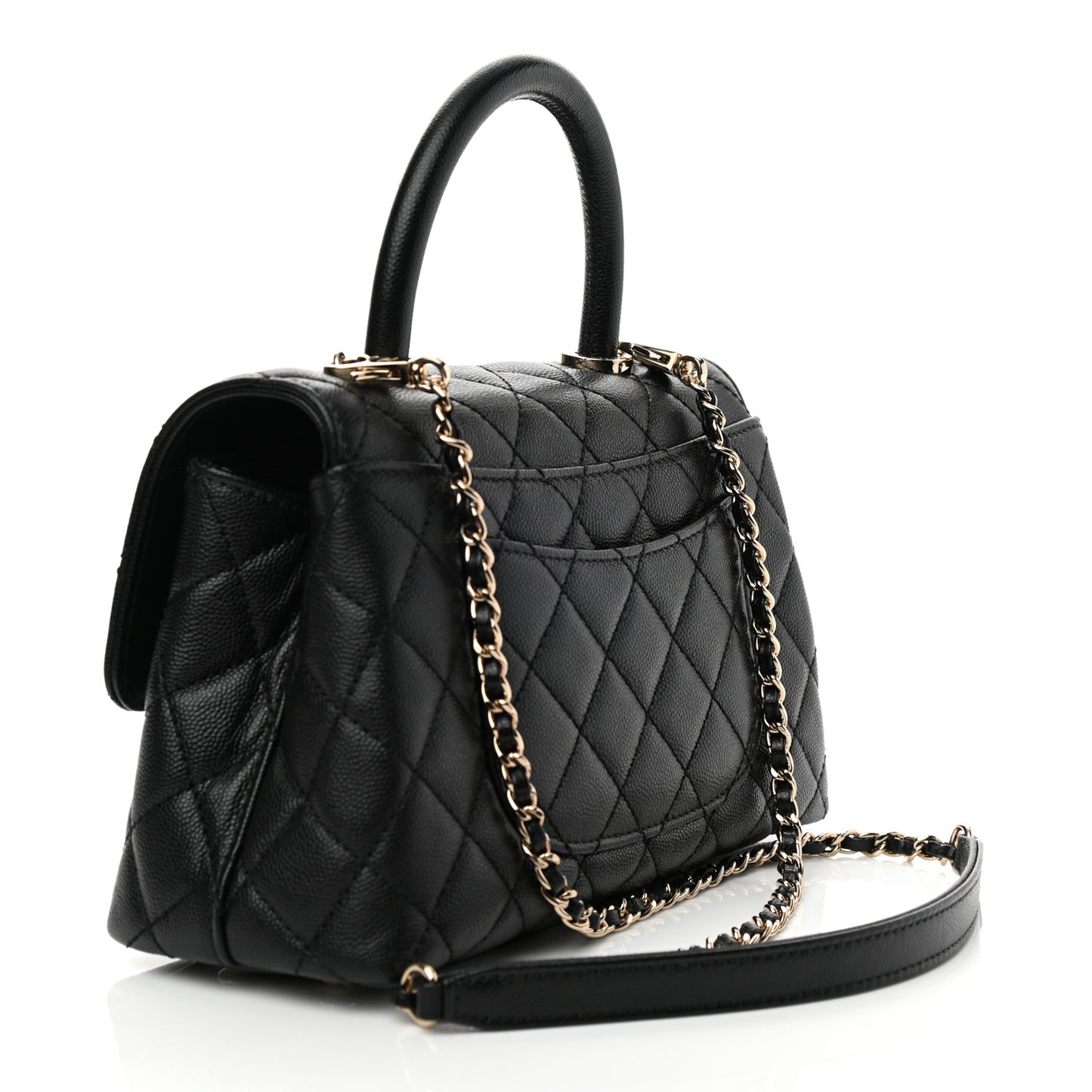 Caviar Quilted Mini Coco Handle Flap Black