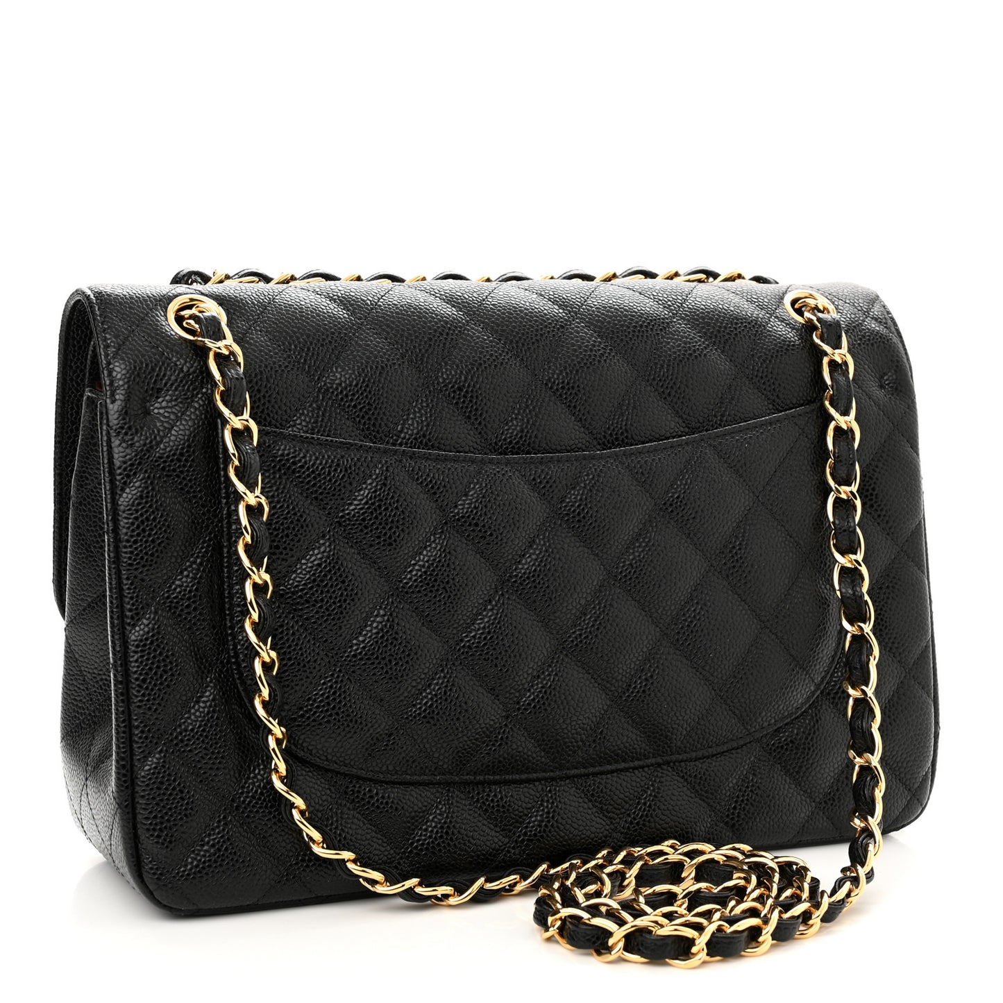 Caviar Quilted Jumbo Double Flap Black