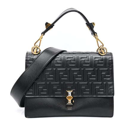Fendi Vitello Liberty FF 1974 Embossed Kan I Shoulder Bag Black 1 of 8