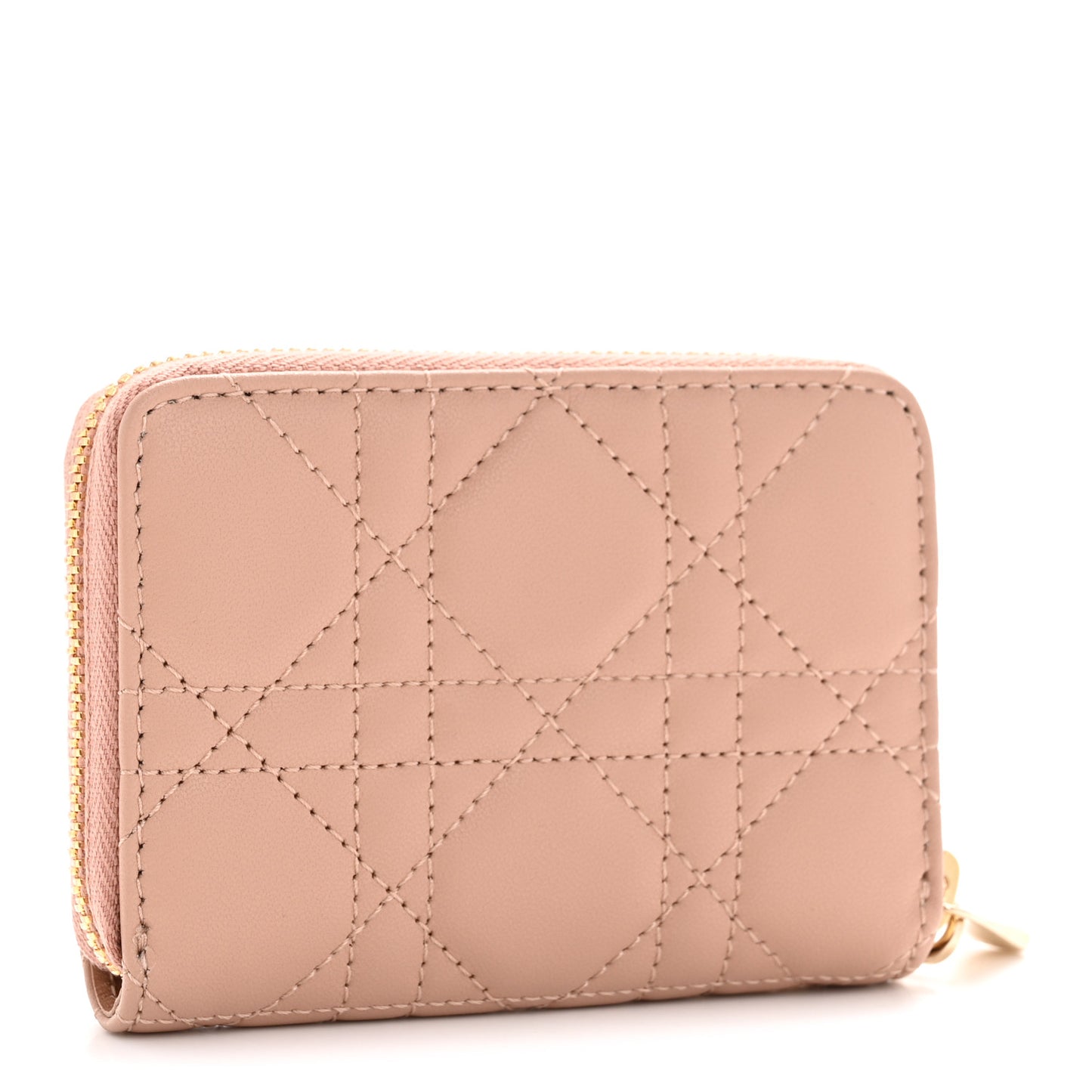 Lambskin Cannage Small Lady Dior Voyageur Coin Purse Rose Des Vents