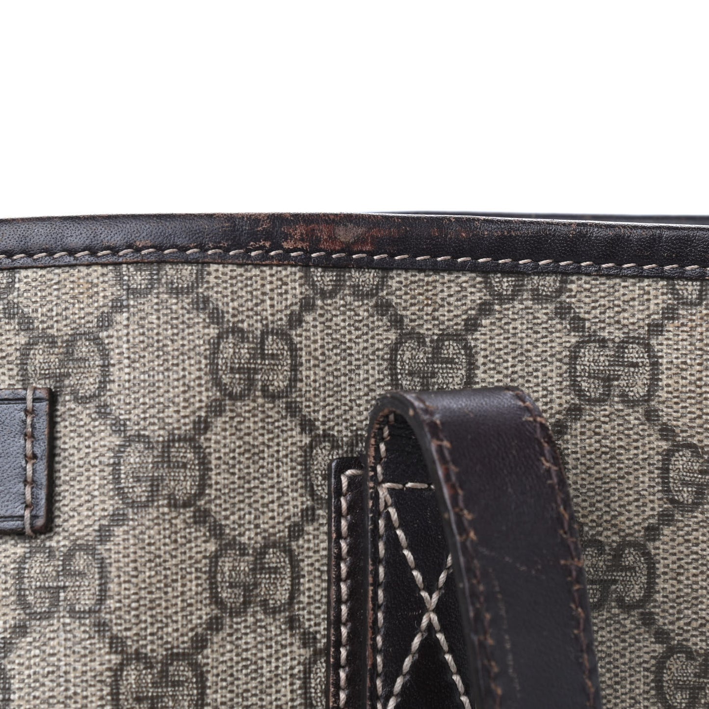GG Supreme Monogram Medium Zippered Shopping Tote Dark Brown