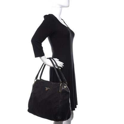 Prada Tessuto Nylon Saffiano Tote Black 2 of 13