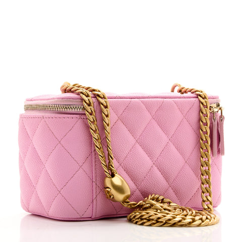 Caviar Quilted Sweetheart Vanity Case Pink