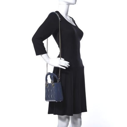 Christian Dior Patent Cannage Mini Lady Dior Denim Blue 2 of 11