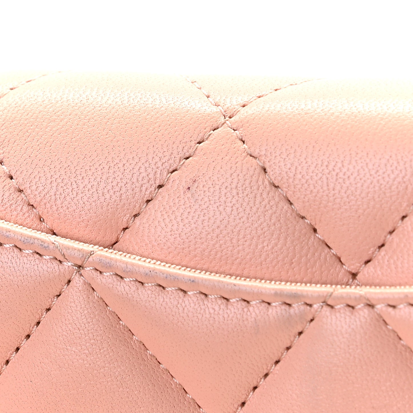 Lambskin Quilted Flap Card Holder On Chain Light Pink