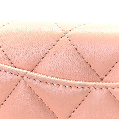 Chanel Lambskin Quilted Flap Card Holder On Chain Light Pink 4 of 13