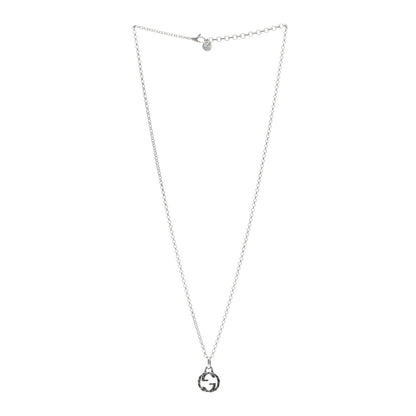 Gucci Sterling Silver Small Textured Interlocking G Pendant Necklace 3 of 4