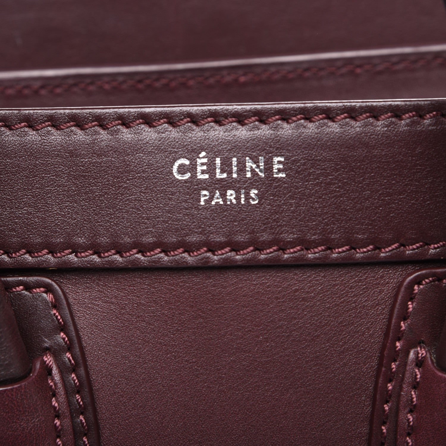 Celine Smooth Calfskin Nano Luggage Burgundy 6 of 9