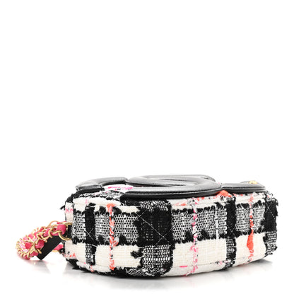 Chanel Tweed Lambskin Quilted Coco Midnight Camera Case White Black Multicolor 4 of 11