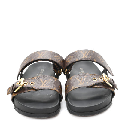 Louis Vuitton Monogram Bom Dia Mule Sandals 38 Black 3 of 10