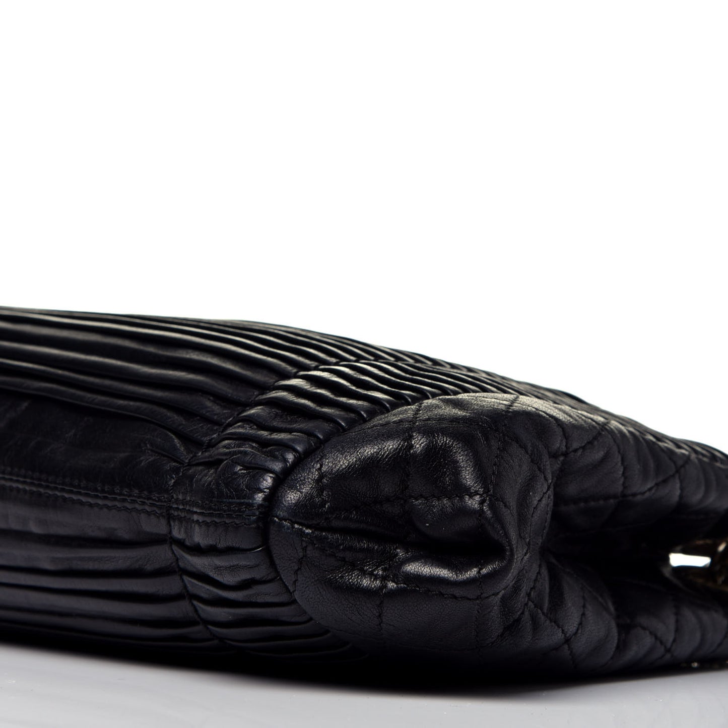 Lambskin Pleated Shoulder Bag Black