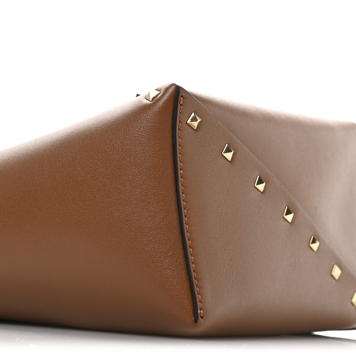 Valentino Garavani Calfskin Rockstud Wispy Bucket Bag Tobacco 8 of 10