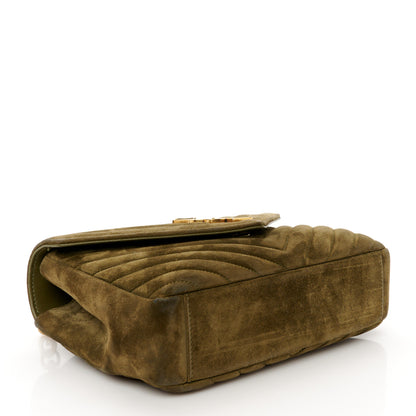 Saint Laurent Suede Matelasse Chevron Monogram Medium College Bag Loden Green 4 of 11